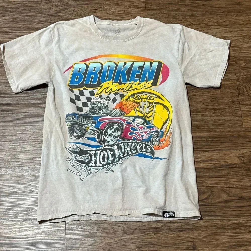 Broken Promises x Hot Wheels Heart Race Peach Tie Dye T-Shirt Size Medium